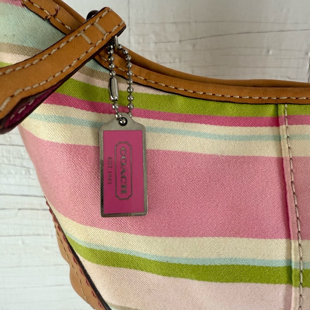 Vintage Coach 1884 Soho Twill Striped Hobo Bag Y2K - Picture 4 of 8